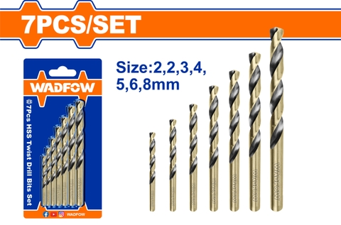Bộ 7 mũi khoan xoắn ốc: HSS WadFow WTD3K01