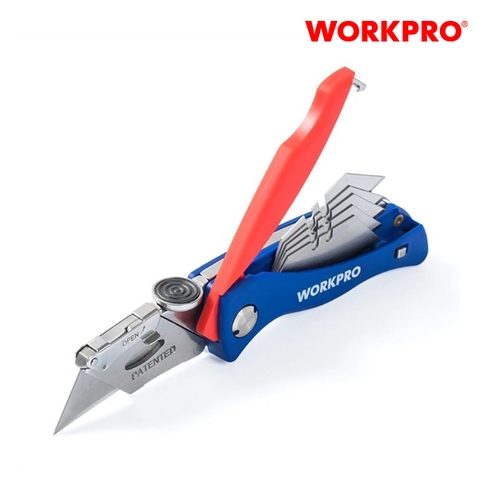 Dao gấp tiện ích có lưỡi cắt gấp gọn, có thể thay thế lưỡi dao nhanh chóng Workpro - WP211006