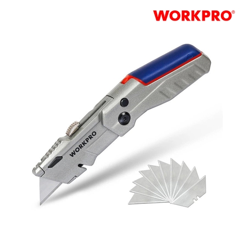 Dao gấp tiện ích có lưỡi cắt gấp gọn, bằng nhôm Workpro - WP211011