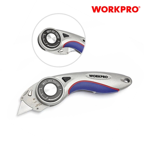 Dao gấp tiện ích có lưỡi cắt gấp gọn, bằng nhôm, mở nhanh Workpro - WP211013