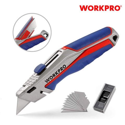 Dao tiện ích có lưỡi cắt, lưỡi dao thu vào được và có thể thể thay đổi nhanh chóng Workpro - WP013029