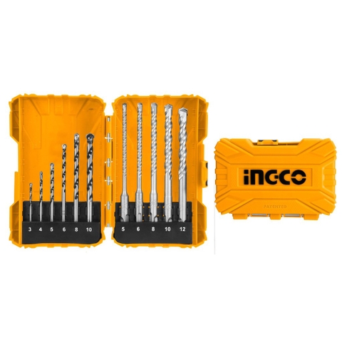 Bộ mũi khoan bê tông đuôi trơn và đuôi gài 11 chi tiết Ingco AKDL31101