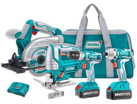 Bộ Combo 4 Máy Gồm Cưa Đĩa Tròn Cưa Lọng Siết Vít Và Khoan Dùng Pin 20V Total TCKLI20104