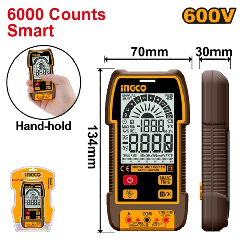 Đồng Hồ Vạn Năng Kỹ Thuật Số 600V-6000 Số Đếm Thông Minh INGCO DM16004