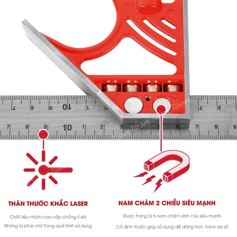 Thước Vuông Góc Trượt Kapro 325 Có Nam Châm, 12 Inch (30 Cm)
