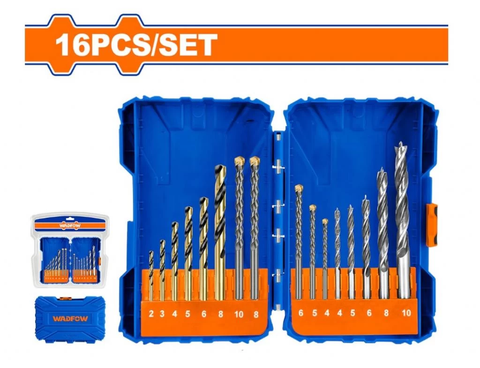 Bộ 16 Mũi Khoan Kim Loại Bê Tông Và Gỗ WADFOW WMJ6516