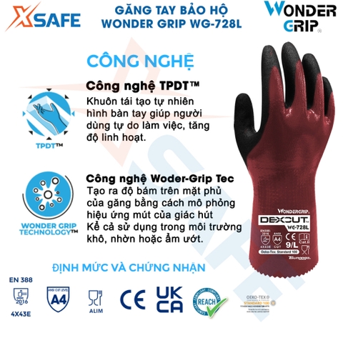 Găng tay bảo hộ chống dầu chống cắt Wonder Grip WG-728