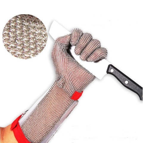Bao Tay Chống Cắt Inox 5 Ngón Loại Dài 37cm