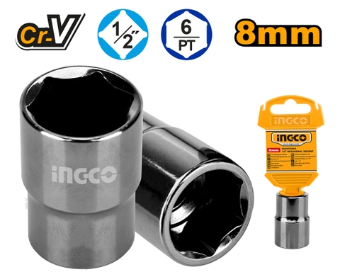 Đầu Tuýp 8mm 6 Cạnh 1/2 inch INGCO HHAST12081