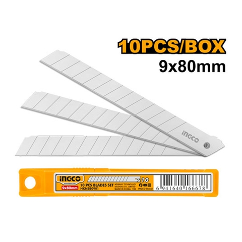 Bộ 10 Lưỡi Dao Rọc Giấy 9x80mm INGCO HKNSB0901