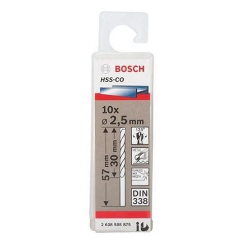 Mũi Khoan INOX HSS-Co 2.5mm (Hộp 10 Mũi) Bosch 2608585875