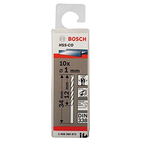 Mũi Khoan INOX HSS-Co 1mm (Hộp 10 Mũi) Bosch 2608585872