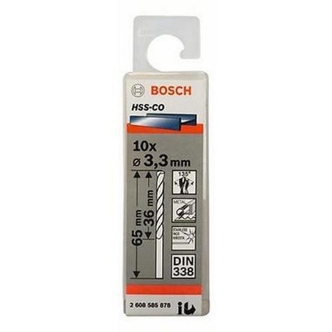 Mũi Khoan INOX HSS-Co 3.3mm (Hộp 10 Mũi) Bosch 2608585878