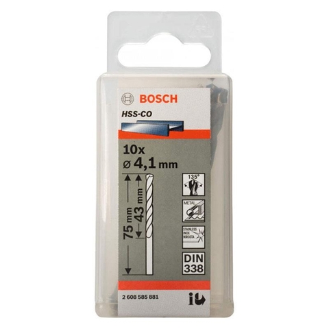 Mũi Khoan INOX HSS-Co 4.1mm (Hộp 10 Mũi) Bosch 2608585881