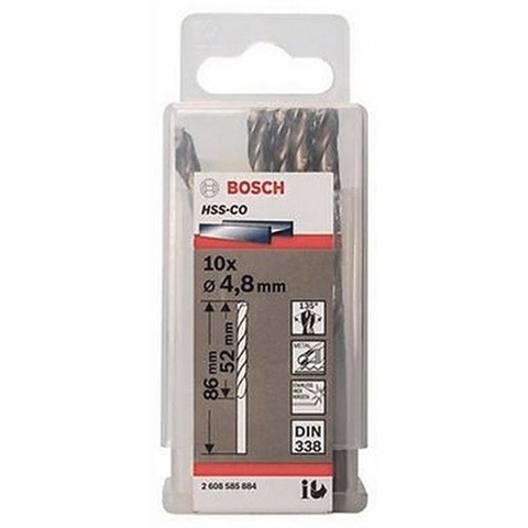 Mũi Khoan INOX HSS-Co 4.8mm (Hộp 10 Mũi) Bosch 2608585884