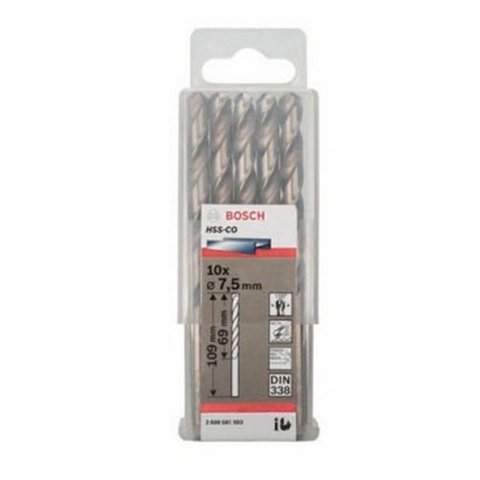 Mũi Khoan INOX HSS-Co 7.5mm (Hộp 10 Mũi) Bosch 2608585893