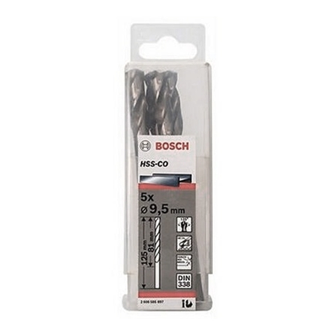 Mũi Khoan INOX HSS-Co 9.5mm (Hộp 5 Mũi) Bosch 2608585897