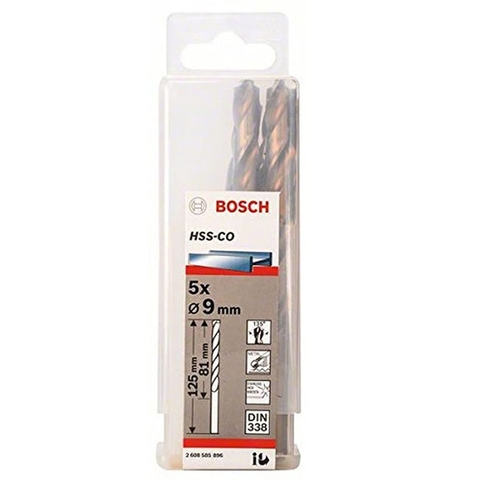 Mũi Khoan INOX HSS-Co 9mm (Hộp 5 Mũi) Bosch 2608585896