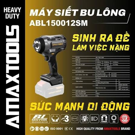Máy Siết Bu Lông Pin Amaxtools ABL150012SM 21V, Lực Siết 1500Nm