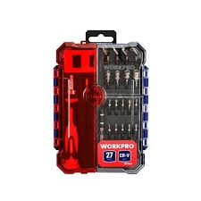 Bộ tua vít (1 Bộ = 27 cái gồm: 1 tay cầm tua vít, 1 dụng cụ tháo mở ốc, 1 nhíp, 1 thanh nối dài, 4 đầu tuýp mini, 4 cờ lê mini, 15 đầu vít các loại) Workpro - WP200540