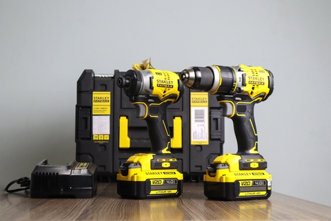 Combo V20 Thân Máy Khoan Pin Sbd721 Và Thân Máy Vặn Vít Sbi820 Dùng Pin 20v stanley Fatmax SBDI469M2T-B1