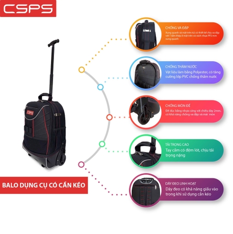 Balo dụng cụ có cần kéo CSPS