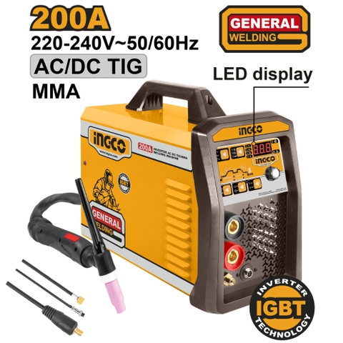 Máy Hàn Điện Từ AC/DC TIG/MMA 200A 68V INGCO ING-ACDCTIG2001
