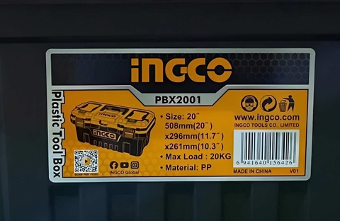Thùng đựng đồ nghề 20 inch INGCO PBX2001 - Khóa nhựa