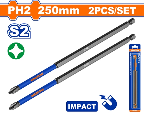 Bộ 2 Mũi bắt vít đóng PH2 250mm WadFow WSV6K66
