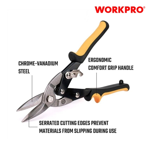 Kéo cắt tôn bằng thép mũi thẳng 250mm (10inches) Workpro - WP214017