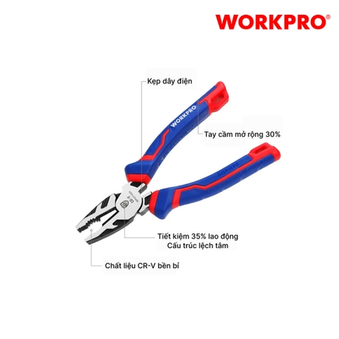 Kìm điện bằng thép CR-V  6 inch 160mm Workpro - WP231024