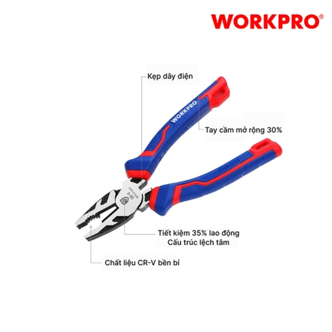 Kìm cắt bằng thép CR-V 7 inch 180mm Workpro WP231066