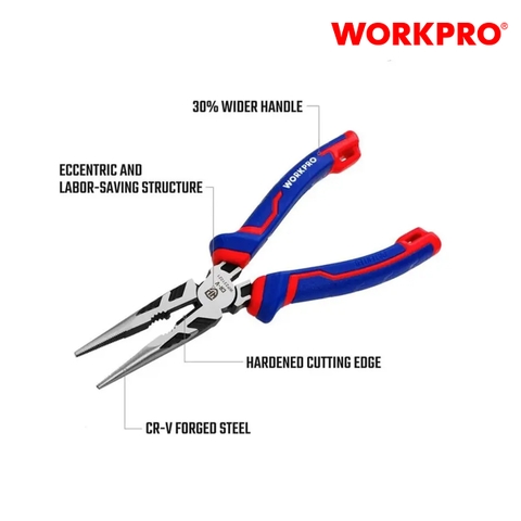 Kìm mỏ nhọn bằng thép CR-V 6 inch 160mm Workpro - WP231020