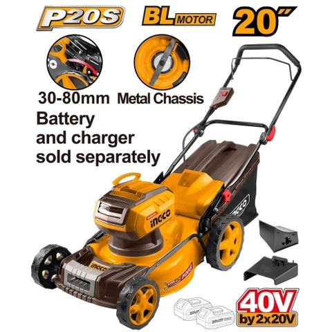 Máy Cắt Cỏ Dùng Pin 2x20V-510mm (không Kèm Pin Và Sạc) INGCO LMLI4020