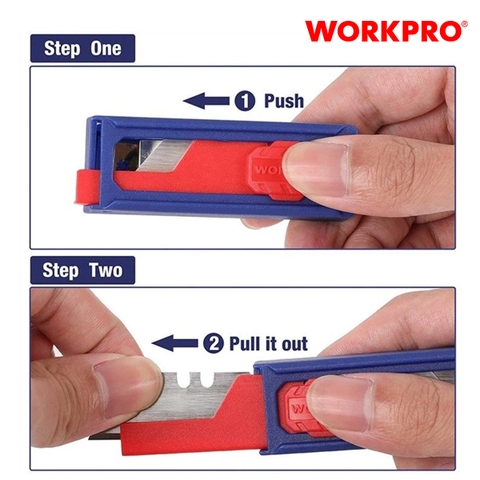 Lưỡi dao rọc giấy bằng thép SK5, kèm hộp đựng (1set = 10 cái) Workpro - WP213002
