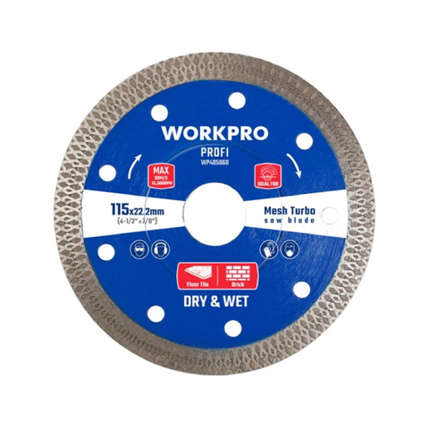 Lưỡi Cưa Đĩa Cắt Kim Cương Turbo Răng Lưới Siêu Mỏng 125x222x10mm Workpro WP405061