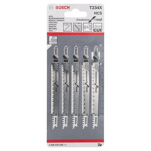 Lưỡi Cưa Lọng T 234 X - Gỗ (Bộ 5 Lưỡi) Bosch 2608633528