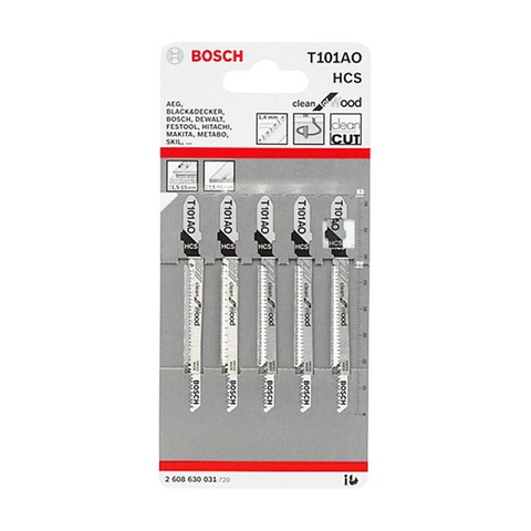 Lưỡi Cưa Lọng T 101 AO - Gỗ (Bộ 5 Lưỡi) Bosch 2608630031