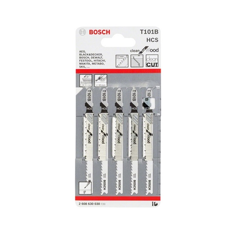 Lưỡi Cưa Lọng T 101 B - Gỗ (Bộ 5 Lưỡi) Bosch 2608630030