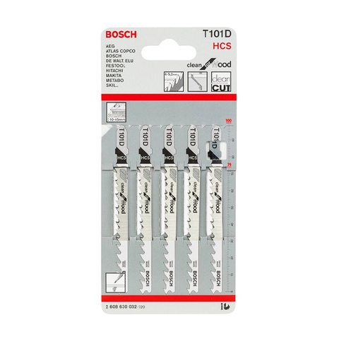 Lưỡi Cưa Lọng T 101 D - Gỗ (Bộ 5 Lưỡi) Bosch 2608630032