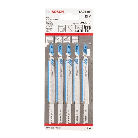 Lưỡi Cưa Lọng T 321 AF - Sắt (Bộ 5 Lưỡi) (Thay Thế T 318 A) Bosch 2608636705