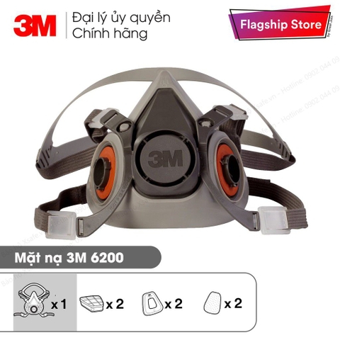 MẶT NẠ 3M 6200 + PHIN 6001 + 1 CẶP NẮP + 1 CẶP BÔNG