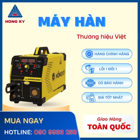 Máy hàn Hồng Ký MIG Không Khí, que MMA, TIG, 200 Ampe 220V - HKMIG200D