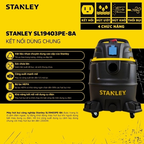 Máy Hút Bụi Công Nghiệp 4000W 30L Stanley Stanley SL19403PE-8A