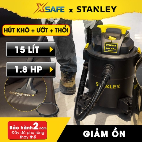 Máy hút bụi 3 chức năng - Khô/Ướt/Thổi Stanley USA - SL19301P-4A. Công suất 1.8HP, dung tích 15l.