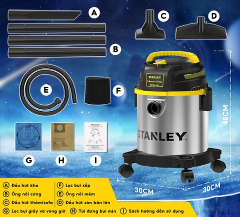 Máy hút công nghiệp 1.8 peak HP 19L Stanley SL19305-5B