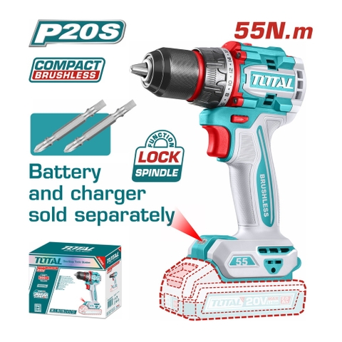 Máy khoan không chổi than dùng pin 20V (không kèm pin & sạc) Total TDLI205581