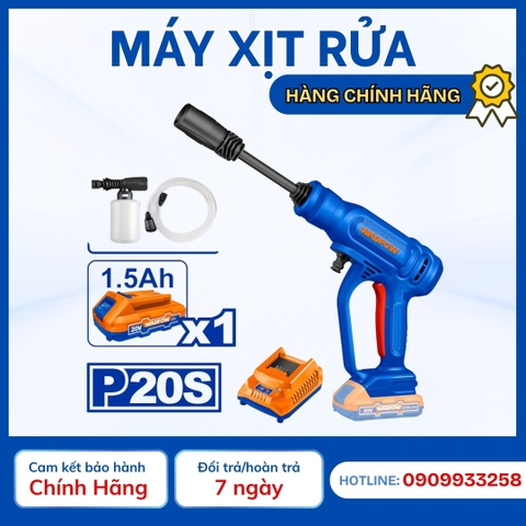 Máy Xịt Rửa Dùng Pin 20V (kèm 1 Pin 1 5Ah) WADFOW WQX01202