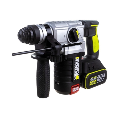 Máy Khoan Búa Dùng Pin 20V (Thân Máy + 2 Pin 4Ah + Sạc 2A + Túi Vải) Worx WU388