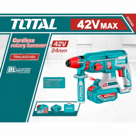 Máy khoan bê tông 24mm không chổi than dùng pin 42V Total TRHLI422482